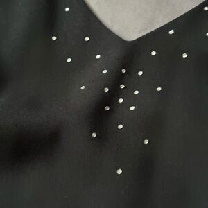 Women’s Black Backless Dress with Rhinestone Detail